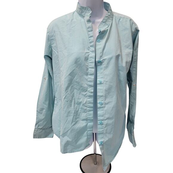 LOT 4 Chef Works Uniform shirt Medium Mens blue long Sleeve button Cook Uniform - Picture 1 of 3